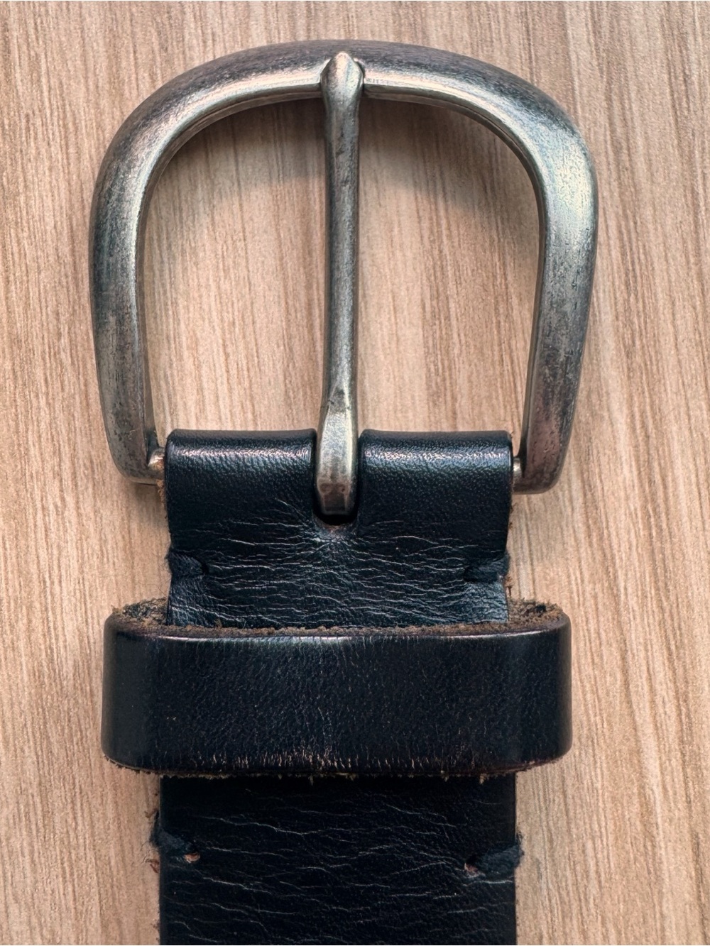 American Eagle Black Leather Belt Silver Buckle Classic Minimalist Capsule Punk - Picture 2 of 4